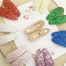 Load image into Gallery viewer, Glitter Snap Clip Pair - Glitter Clips Set of 2
