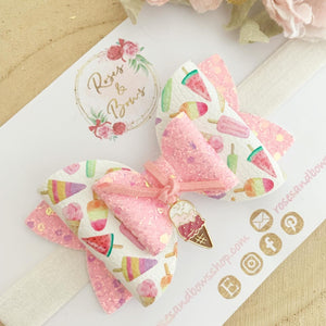 Ice Lolly Hair Bow Headband or Clip