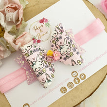 Load image into Gallery viewer, Pink Easter Bunny Hair Bow Headband or clip
