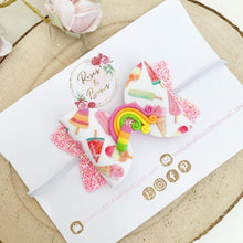 Load image into Gallery viewer, Ice Lolly Popsicle Rainbow Hair Bow clip or headband
