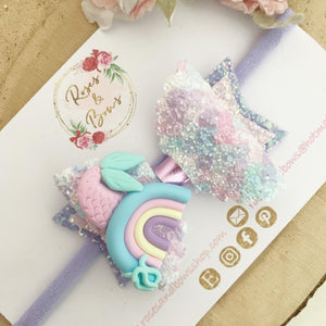 Mermaid Tail Hair Bow Clip or Headband