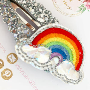 Silver rainbow large snap clip