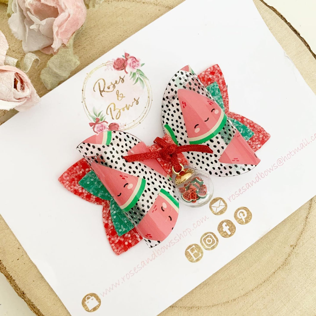 Watermelon Hair Bow Headband or Clip