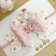 Load image into Gallery viewer, Pink Snowflake Hair Bow Clip or Headband
