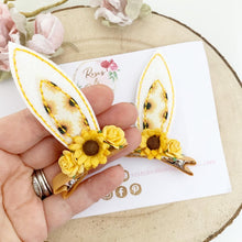 Load image into Gallery viewer, Sunflower Stand Up Bunny Ear Clips - Easter Bunny Clips
