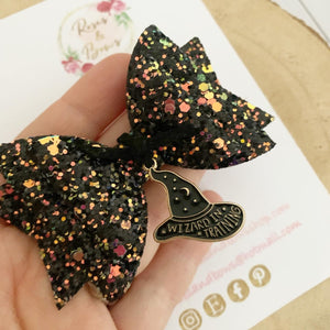 Wizard Glitter Bow Headband or Clip