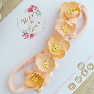 Peach cherry blossom nylon headband