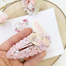 Load image into Gallery viewer, Large Easter Bunny Ears Glitter snap clip

