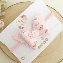 Load image into Gallery viewer, Butterfly floral Hair Bow Headband or Clip
