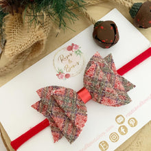 Load image into Gallery viewer, Tartan Glitter Christmas Bow Headband or Clip
