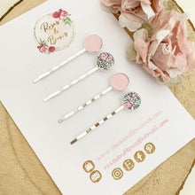 Load image into Gallery viewer, Pink and silver Bobby pins / Kirby grips  set
