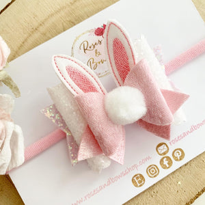 Bunny Ears Easter Hair Bow Headband or Clip