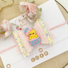 Load image into Gallery viewer, Easter Chick Glitter Hair Bow Hair Clip or Headband
