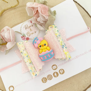 Easter Chick Glitter Hair Bow Hair Clip or Headband