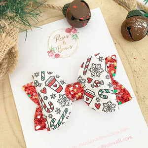 Christmas Coffee Hair Bow Headband or Clip