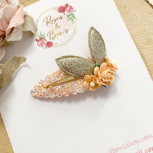 Load image into Gallery viewer, Peach and gold Dainty Bunny Ears Easter Snap Clip
