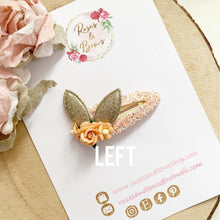 Load image into Gallery viewer, Peach and gold Dainty Bunny Ears Easter Snap Clip
