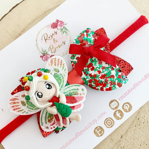 Christmas Fairy Hair Bow Clip or Headband