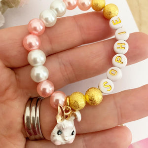 Girls Personalised Easter Bunny Bracelet