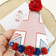 Load image into Gallery viewer, Jubilee party hat - Union Jack party hat - cake smash prop - birthday accessory
