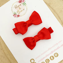 Load image into Gallery viewer, Red School Small Hair Bow Clip Set look
