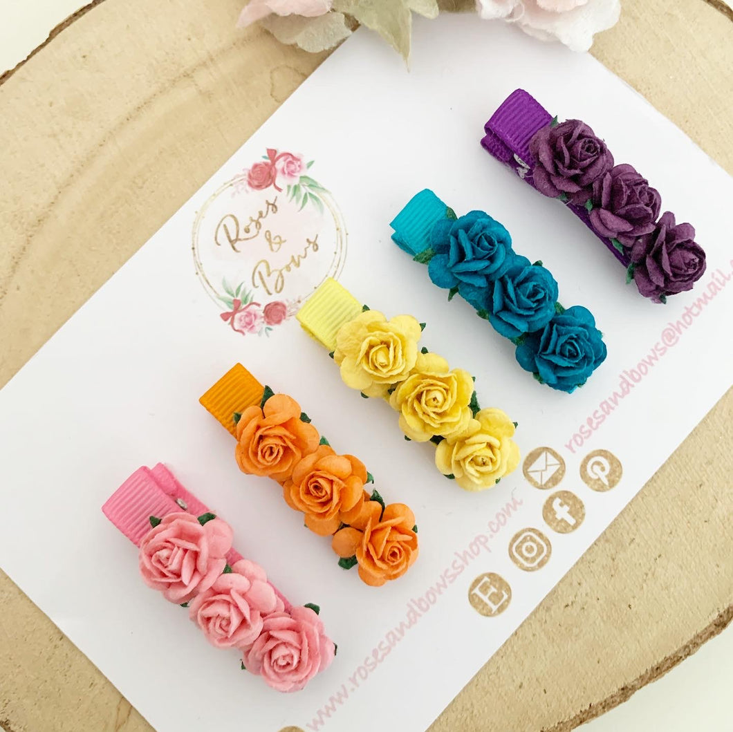 Bright Rose Clips or Clip Set