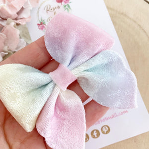 Velvet Ombré Rainbow Sailor Bow Headband or Clip