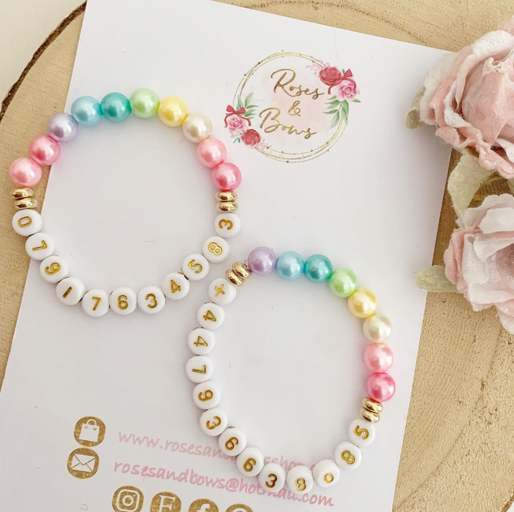 Girls Safety Phone Number Bracelet