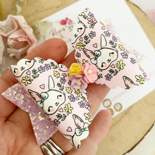 Load image into Gallery viewer, Pink Easter Bunny Hair Bow Headband or clip
