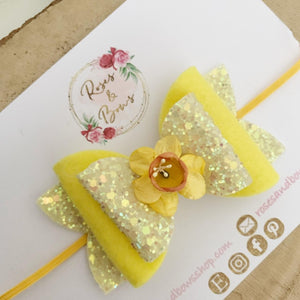 Daffodil Hair Bow Headband or clip