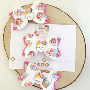 Easter Bunny Hair Bow Headband or Clip