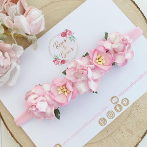 Pink flower crown headband