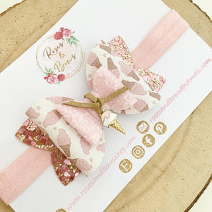 Ice Cream Charm Hair Bow Headband or Clip