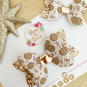 Milk & cookies rose gold Bow Headband or Clip