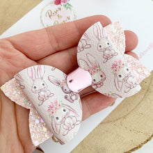 Load image into Gallery viewer, Blush Easter bunny hair Bow Headband or Clip
