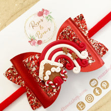 Load image into Gallery viewer, Red Gingerbread House Hair Bow Clip or Headband
