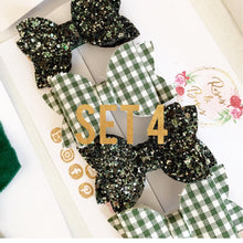 Load image into Gallery viewer, Forest Green School Hair Accessory Set - School Hair Bows, Fringe Clips or Bobbles
