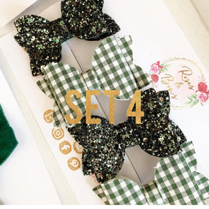 Forest Green School Hair Accessory Set - School Hair Bows, Fringe Clips or Bobbles