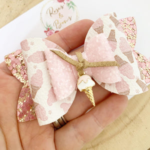 Ice Cream Charm Hair Bow Headband or Clip