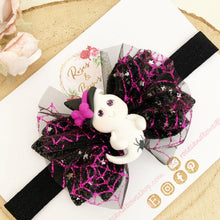 Load image into Gallery viewer, Ghost Tulle Halloween Hair Bow Headband or Clip
