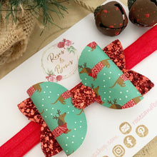 Load image into Gallery viewer, Christmas dachshund hair bow Headband or Clip
