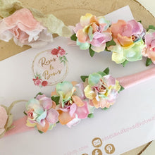 Load image into Gallery viewer, Pastel Rainbow rose flower headband or clip
