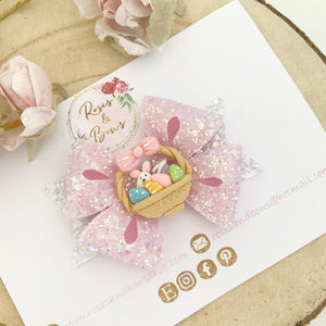 Easter Basket Glitter Hair Bow Headband or Clip