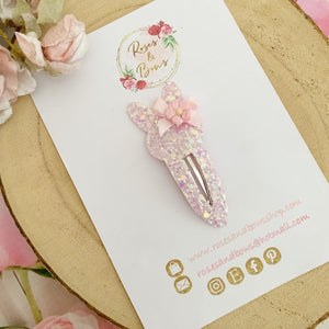 Pink Easter Bunny glitter snap clip