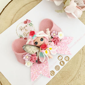 Pink Fairy Glitter Hair Bow Headband or Clip