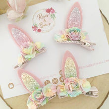 Load image into Gallery viewer, Rainbow Stand Up Bunny Ear Clips - Easter Bunny Clips
