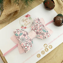 Load image into Gallery viewer, Pink Christmas Hair Bow Headband or Clip
