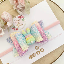 Load image into Gallery viewer, Rainbow Bunny Hair Bow Headband or Clip
