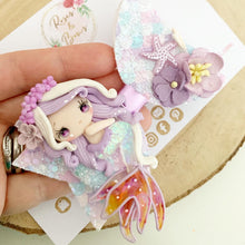 Load image into Gallery viewer, Purple Mermaid Glitter Hair Bow Headband or Clip
