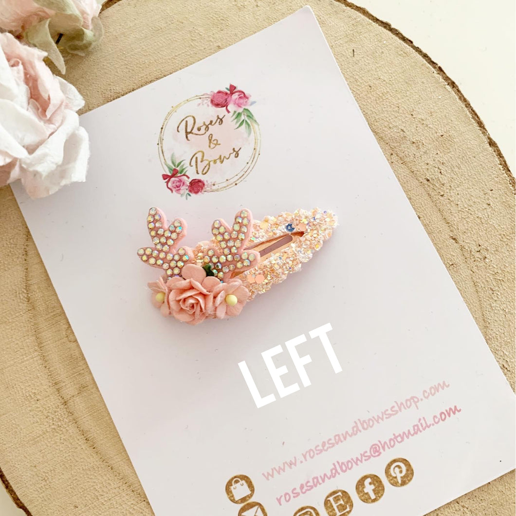 Dainty Blush Reindeer Snap Clip